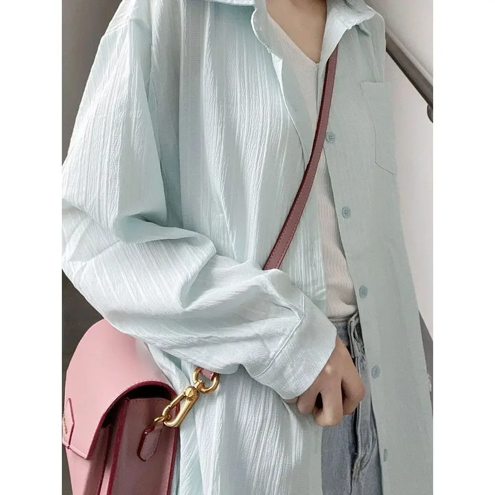 

Рубашки с длинным рукавом, женские шифоновые рубашки на пуговицах, облегающая верхняя одежда с отложным воротником, женская дорожная минималистичная весенняя одежда в консервативном стиле, Ins