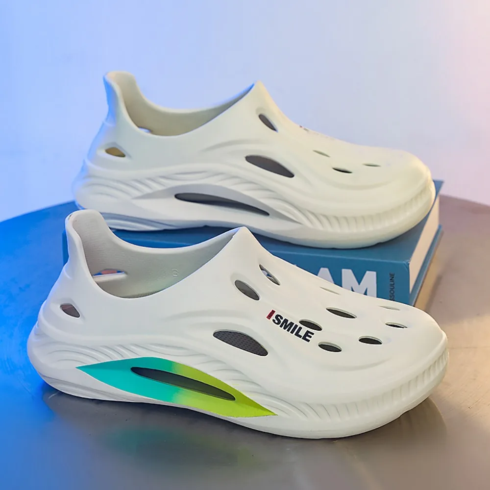 

Новые летние мужские и женские дышащие нескользящие шлепанцы из ЭВА, пляжные сандалии, комфортная обувь для улицы, легко надеваемые.