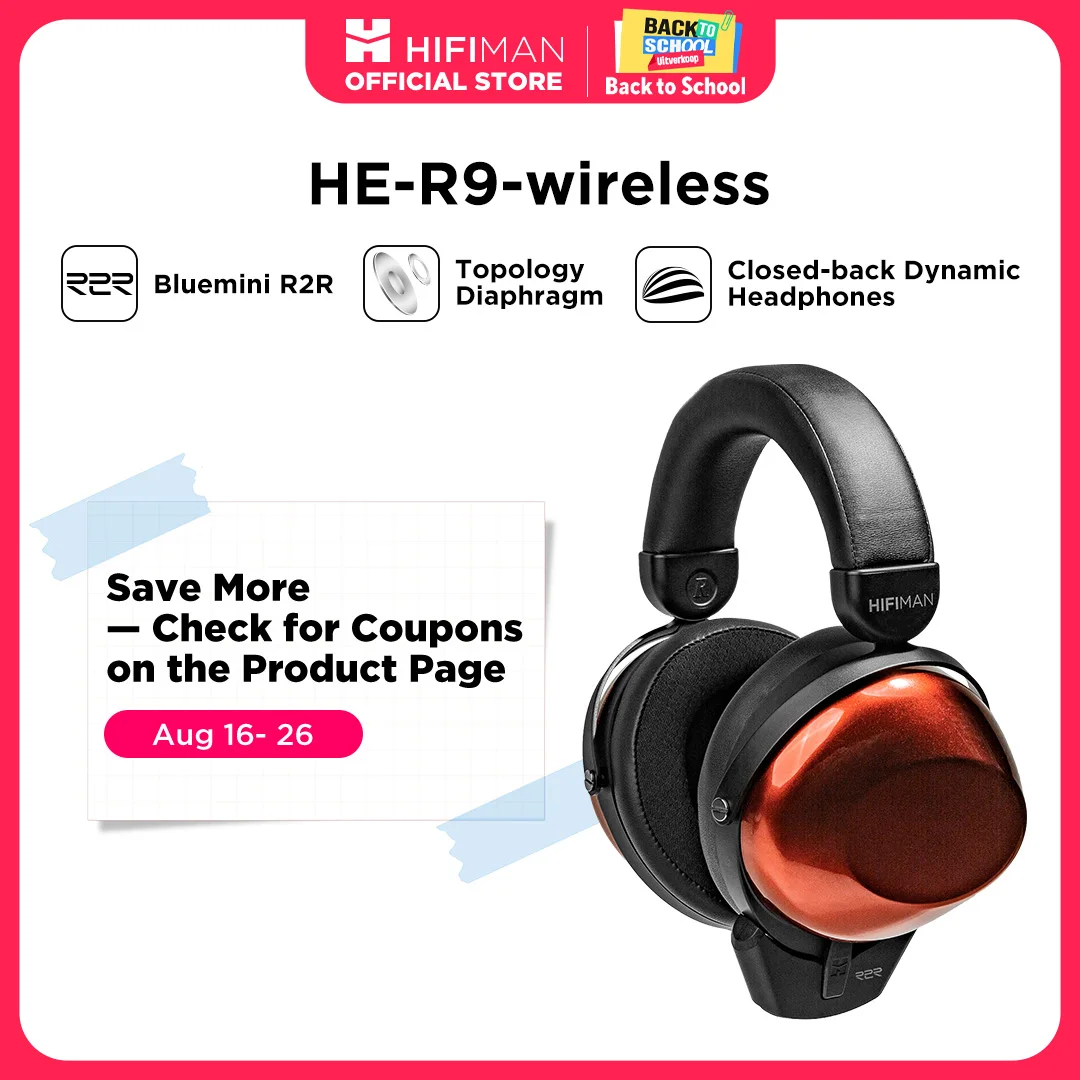 HIFIMAN HE-R9 Dynamic Closed-Back Over-Ear Headphones with Topology Diaphragm &BlueMini
