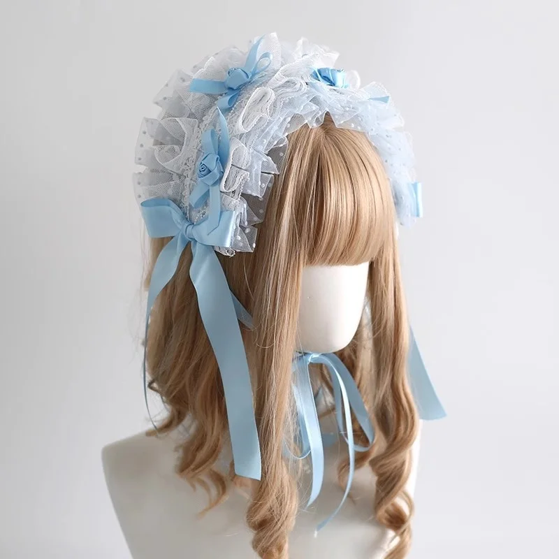 اليابانية اليدوية القوطية لوليتا عقال الحجاب ملحق خمر أنيقة مقوس دانتيل لوليتا عاشق اليومية النساء أغطية الرأس هدية لفتاة