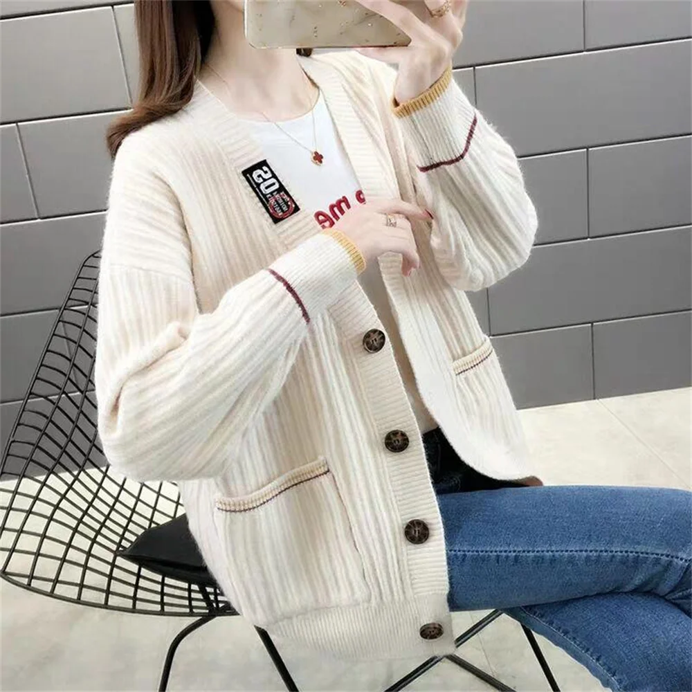 2024 new loose outer knitted cardigan jacket for women\'s sweaters, early autumn tops, plus size women\'s clothing