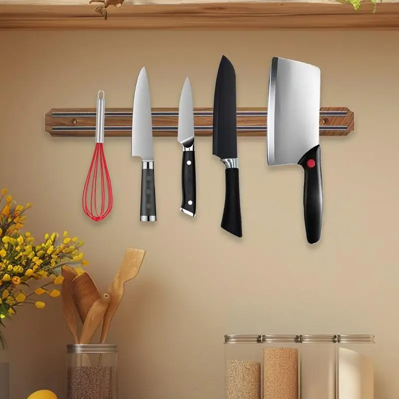 Wall Mounted Kitchen Cutters Bar Space-Saving Powerful No Drill Cutter Rack & Tool Holder Magnetic Kitchen Utensil Holder And