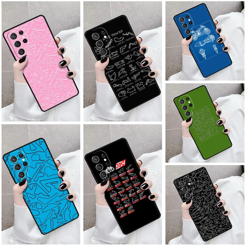 Phone Case For Samsung Galaxy S24 S23 S21fe S22 Ultra Plus Note 10 20 S8 S9 S10 Cover F1 Track Circuit