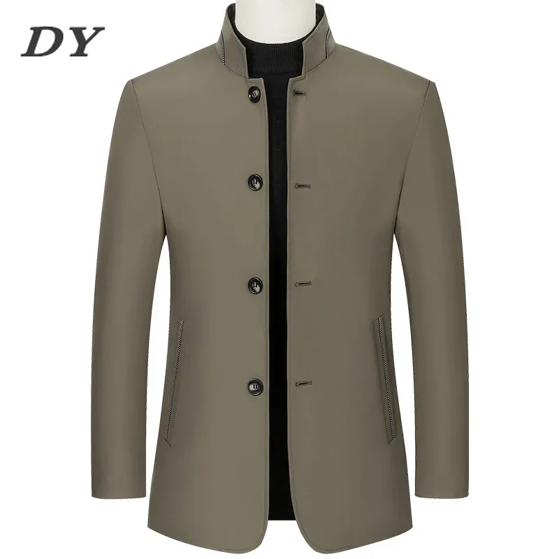 

DY Men's Warm Jacket Winter Parka Collar Windbreaker Black Coat Male Casual Fleece Men Cashmere Wedding Blazer Slim Clothing