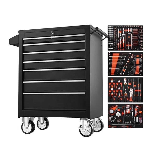 Mechanical workshop tool box trolley with tools set box