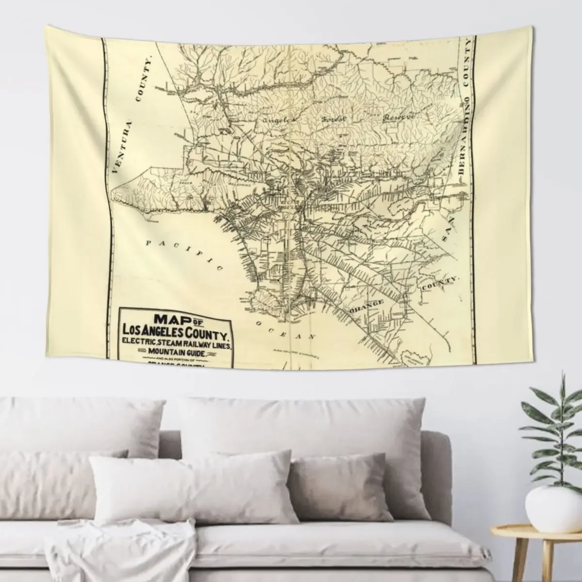 

Map of Los Angeles County (1912) Tapestry Wall Carpet Aesthetic Room Decoration House Decor Tapestry