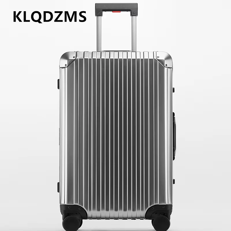 

KLQDZMS 20"24"26"28Inch Business Suitcase Large Capacity Trolley Case Full Aluminum Magnesium Alloy Boarding Box Rolling Luggage