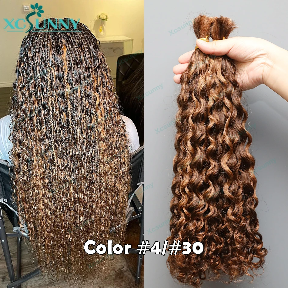 Bulk Curly Human Hair For Braiding No Weft Highlight Loose Deep Wave Double Drawn Boho Bulk Hair Extensions For Braids Wholesale