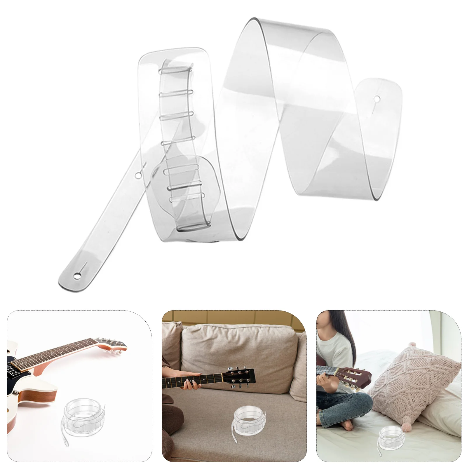 

1Pcs Guitar Strap Transparent Stylish Adjustable Durable Guitar Shoulder Belt Comfortable Skin Friendly Musical Instrument