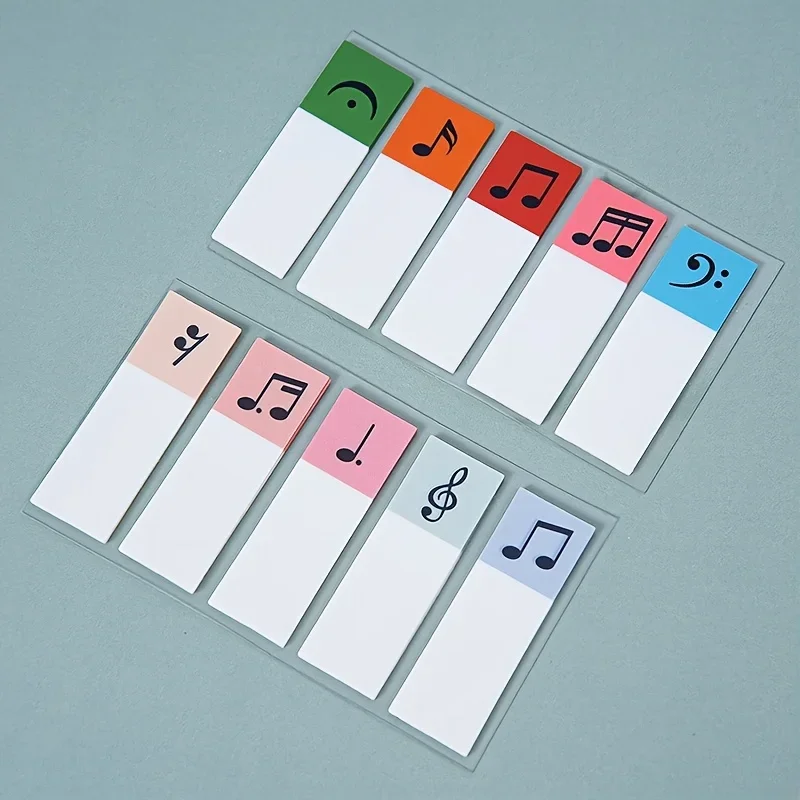 Transparent Musical Note Index Sticky Notes 300Pcs, Color Self-Adhesive Stickers, Multipurpose School Office Stationery
