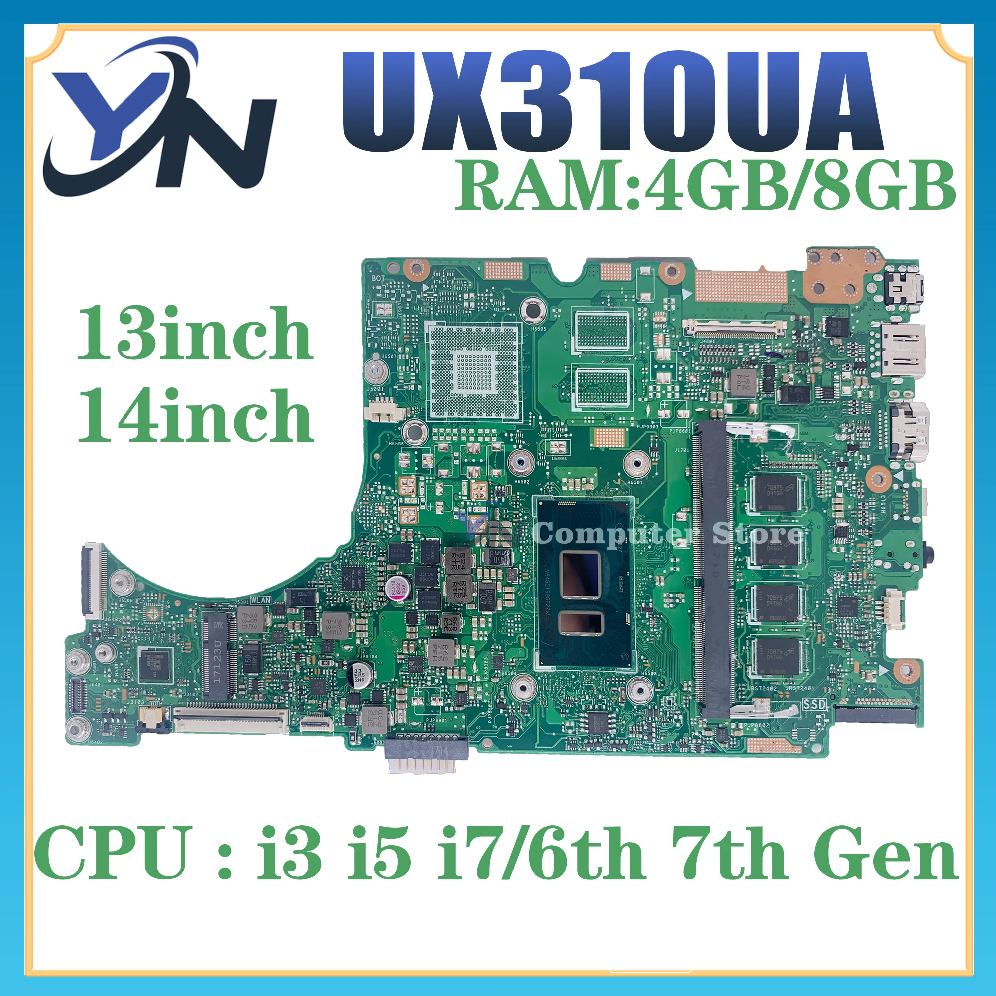 UX310UA Notebook Mainboard For ASUS UX310UV RX310U RX410U UX410UQK UX310UQK U3000U UX310U UX410UA UX410U Laptop Motherboard