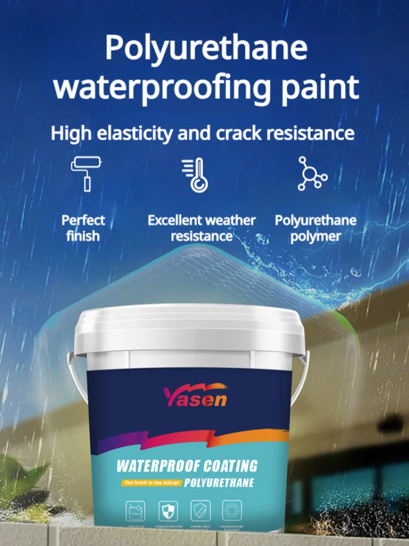 

Exterior Wall Roof Leak Repair Waterproof Coating, Water-Based Polyurethane Waterproof Material, Anti-Crack Weatherproof