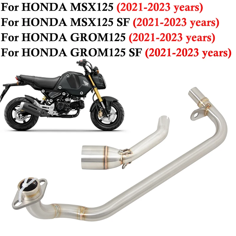 

Slip On For Honda GROM125 MSX125 SF GROM 125 2021 2022 2023 Motorcycle Exhaust Escape System Muffler Front Middle Link Pipe 51mm