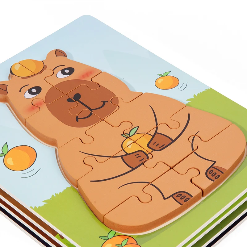 Puzzle dauphin 3D en bois Montessori, Animal de dessin animé, jouets d'apprentissage de la petite enfance, jeu à thème Parent-enfant, cadeaux pour enfants