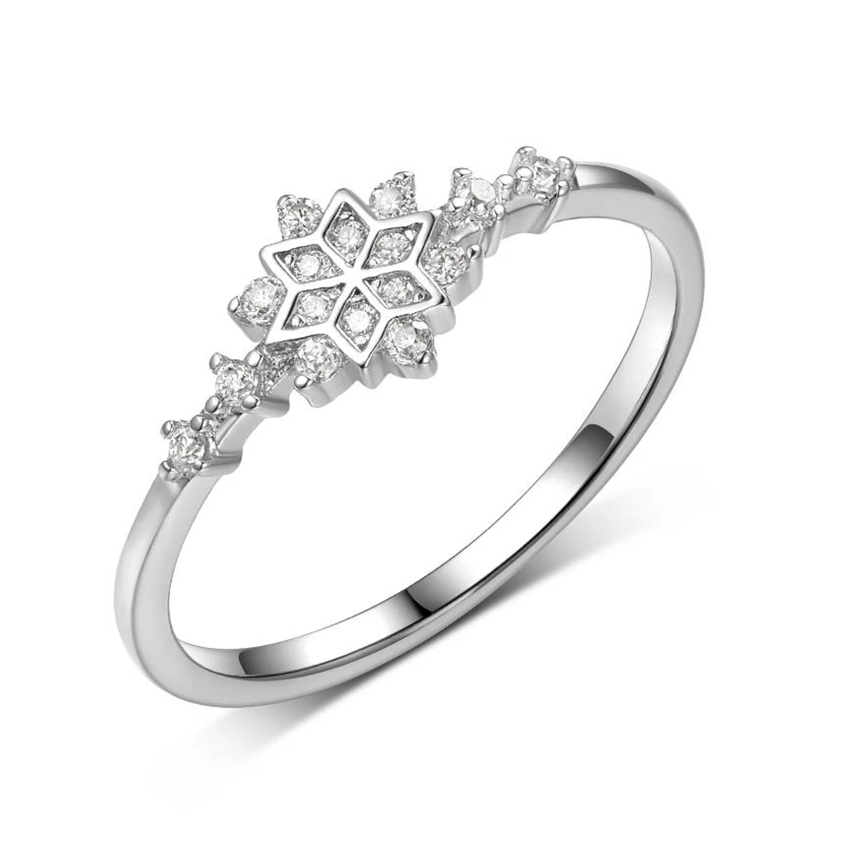 

S925 Sterling Silver Classic Snowflake Ring D color Moissanite For Women Wedding Ring