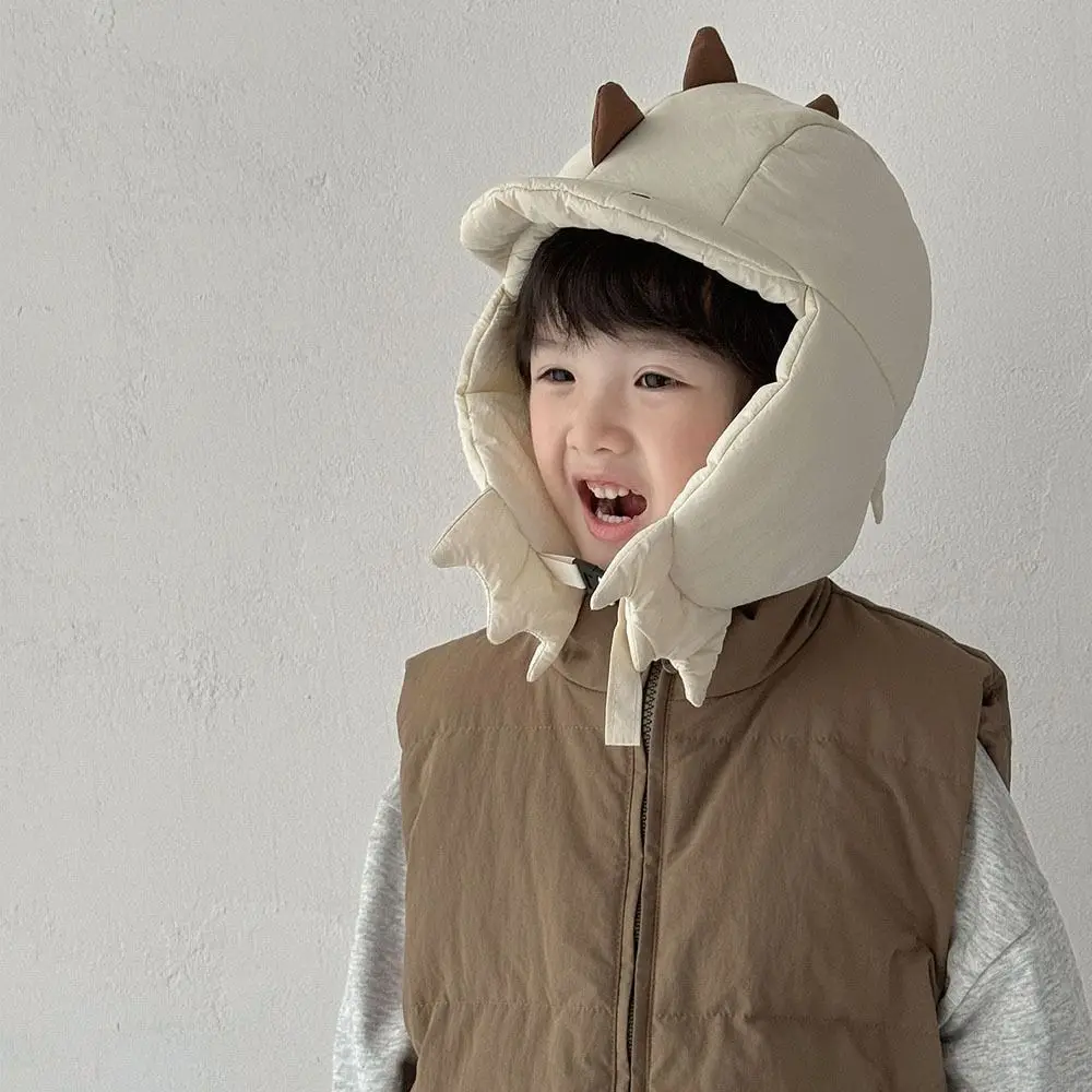 Thickened Dinosaur Children Lei Feng Hat Windproof Cotton Clip Winter Children Hat Ear Neck Protection Korean Style