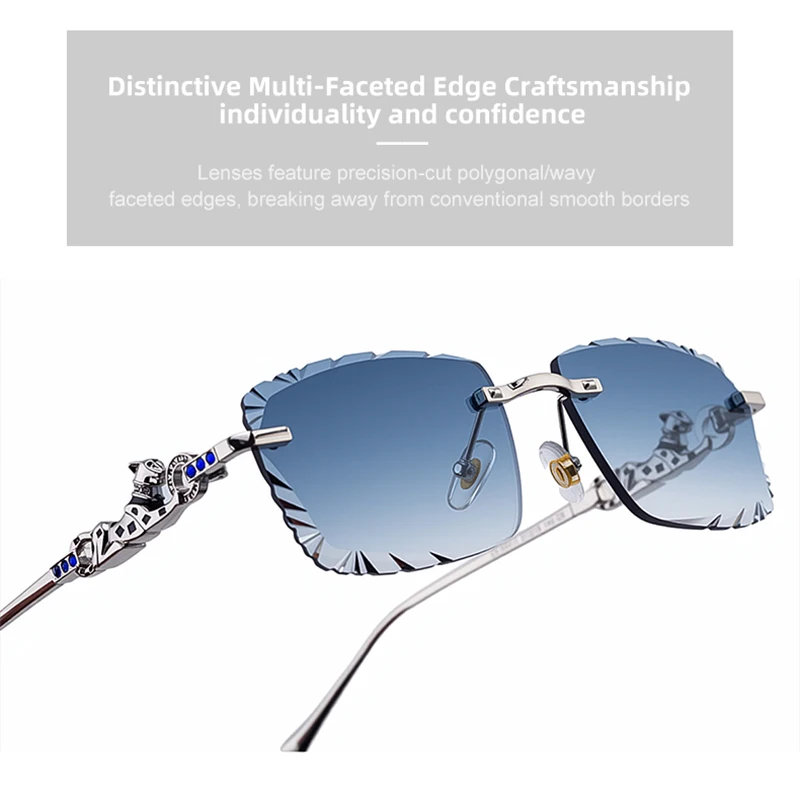 Mimiyou Quadratische randlose Sonnenbrille für Herren, hochwertige Outdoor-Brille für Damen, Grace Fashion-Brille, Marke UV400, Sonnenbrille – Detail 10