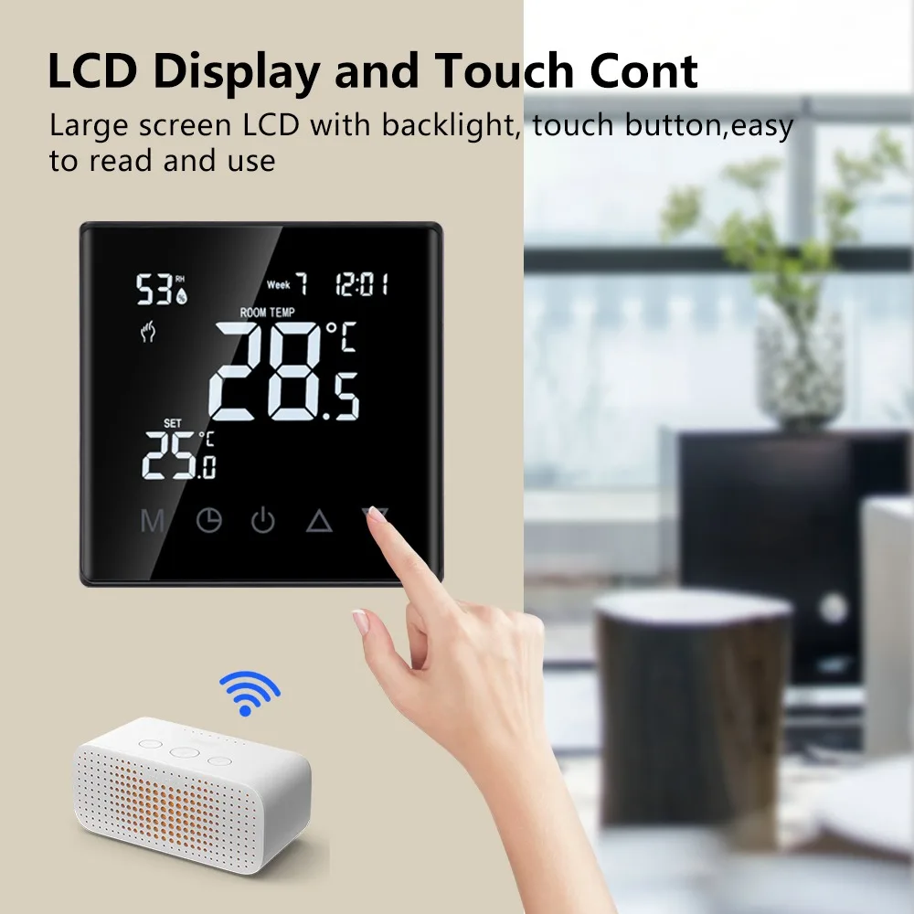 Bingoelec WiFi Smart Thermostat Electric Floor Heating Water/Gas Boiler,LCD Digital NTC Induction Temperature,Tuya Google Alexa