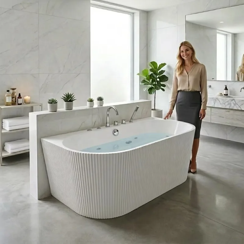 COMO Freestanding Bathtub Acrylicintelligent Temperature Heating Massage Bathtub For Two People With Integrated Shower Function