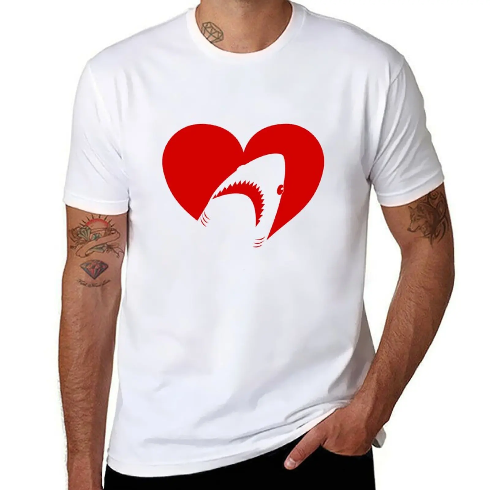 

I Love Sharks T-Shirt t shirts for man graphic tees man t shirt cotton high quality T-Shirt