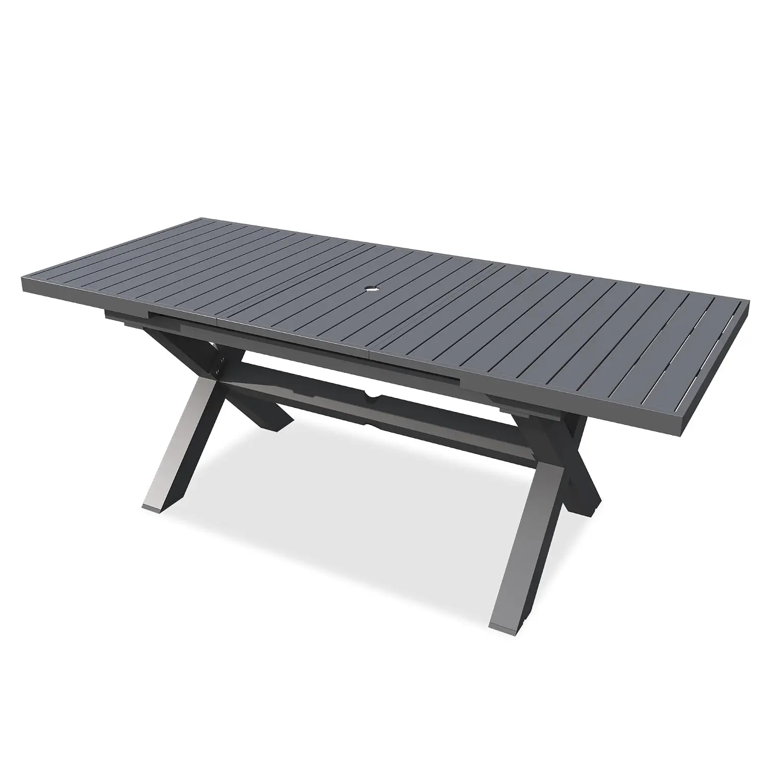 Expandable Outdoor Dining Table 6-10, Aluminum Rectangular Patio Table with Umbrella Hole for Backyard Porch Garden, Customized