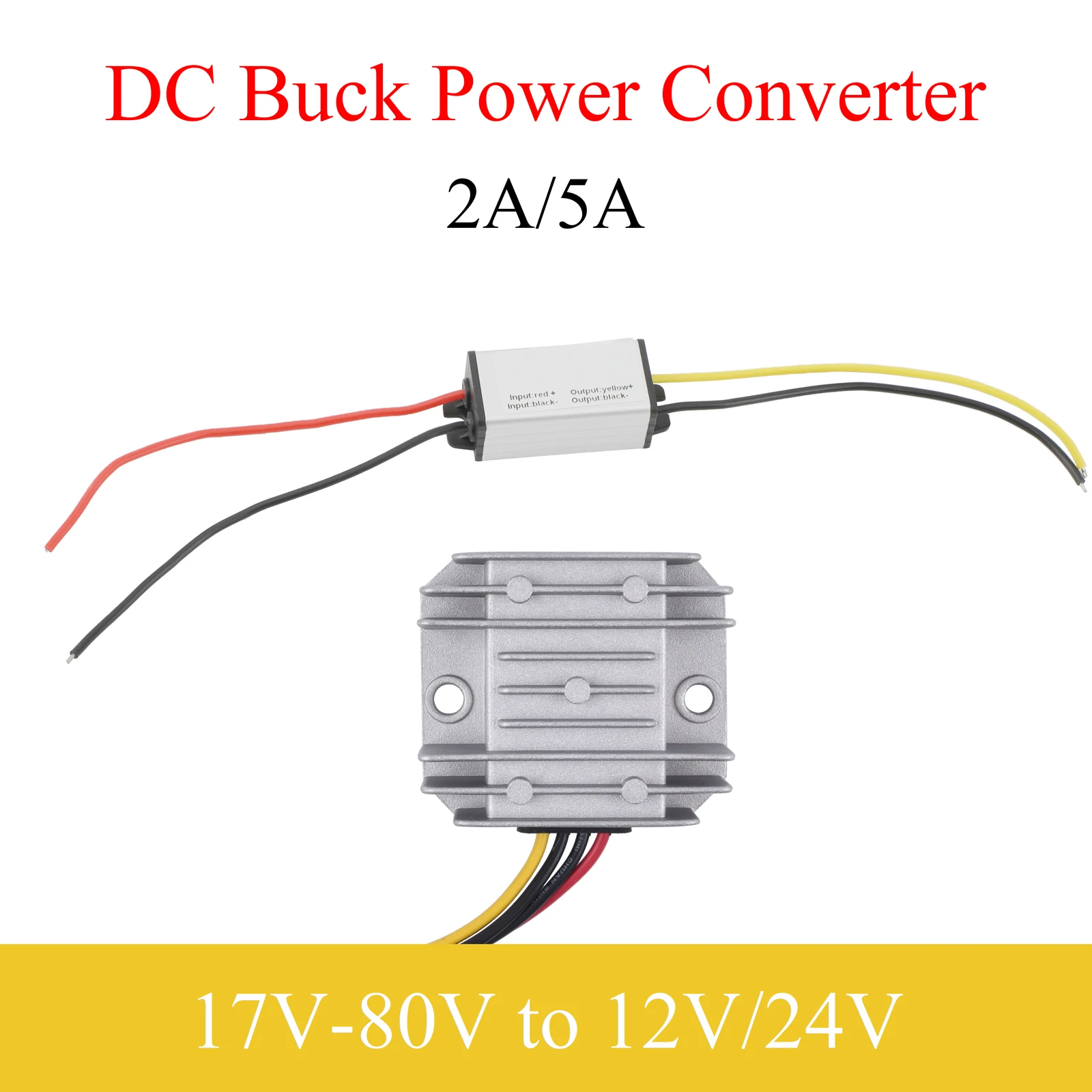 12V-80V to 12V/24V DC Power Converter 2A 5A Buck Regulator Step-Down Voltage Power Supply Moudle Waterproof For Car