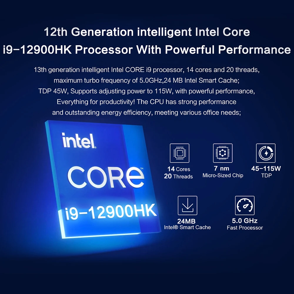 MLLSE M8 Mini PC intel Core i9-12900HK Processor 16GB RAM 1TB SSD WiFi 6 BT5.2 Windows 11 Pro Mini Desktop Computer For Gaming