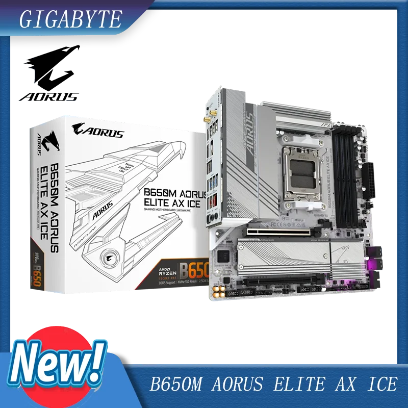GIGABYTE B650M AORUS Elite AX ICE AM5 LGA 1718 AMD B650 M-ATX Motherboard