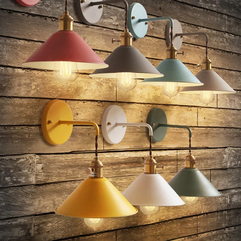 Modern Bedside wall lamp edison aisle sconce bedroom Read wall light Colorful bathroom E27 Pure copper holder light fixtures