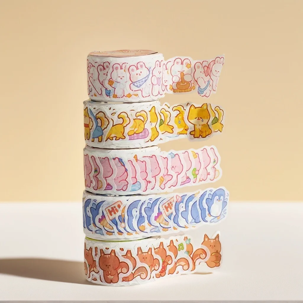 

Animal Cartoon Washi Tape - Circle Stickers for DIY Diary Planner Scrapbooking