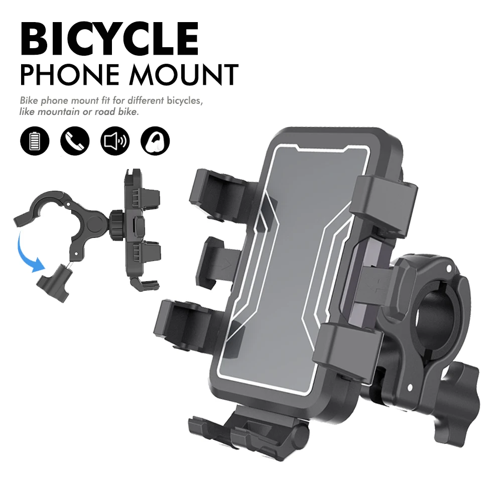 6-Klauen-Fahrrad-Handyhalterung, 360° °   Rot Anti-Shock Motorrad-Handyhalterung mit Ladeanschluss für 4,7-7"-Handys, MTB, Rennrad, Roller