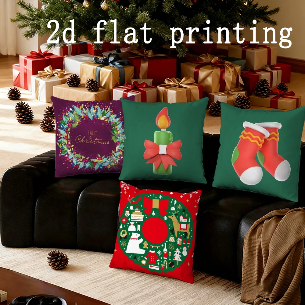 

Домашний декор, рождественская тематическая наволочка, подходит для дивана, спальни, автомобиля, наволочка, прямоугольная подушка для спины