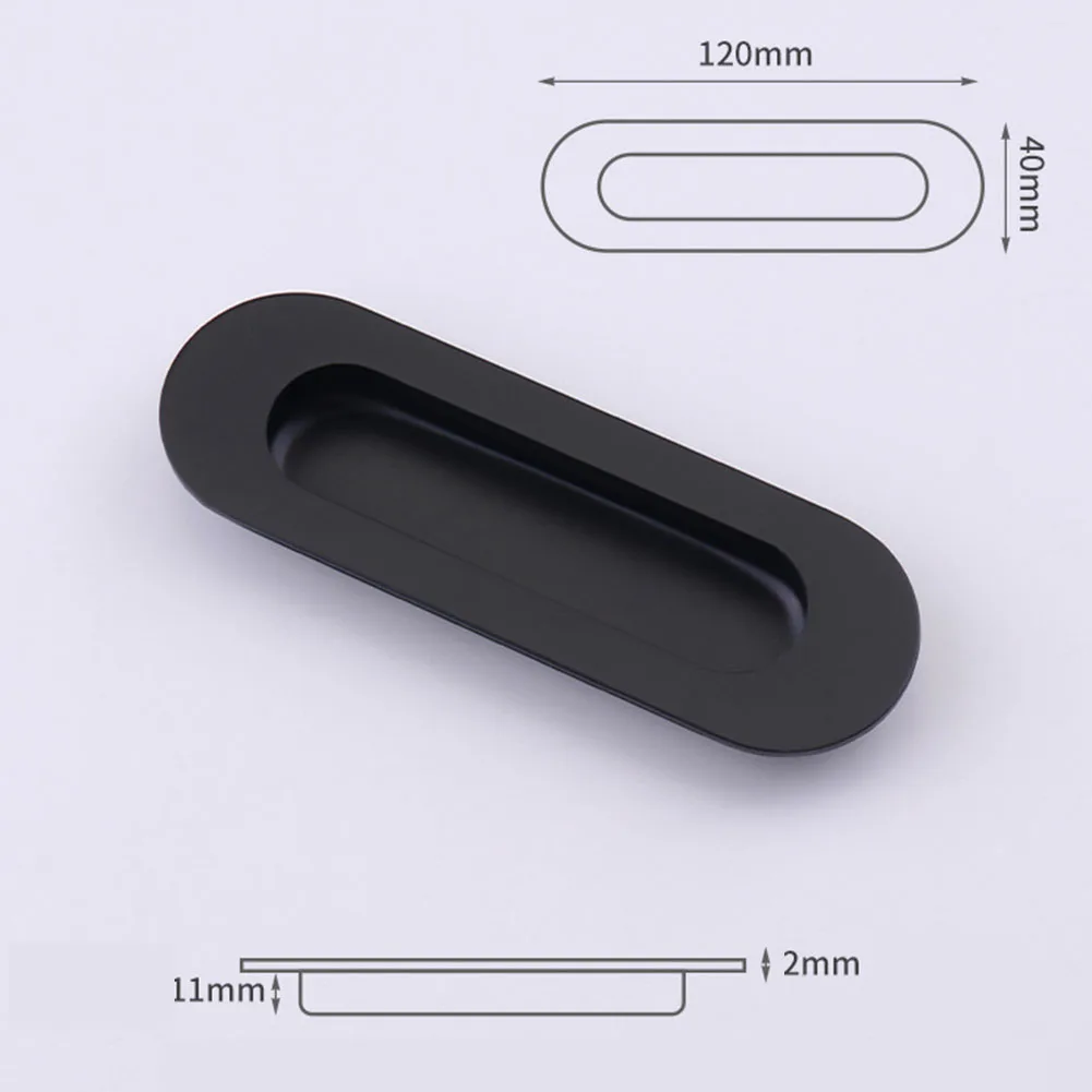 

Door Knobs Handle Invisible Cabinet Oval Square Stainless Steel Wardrobe 120*40mm 4mm Screw 2MM Thick High Quality