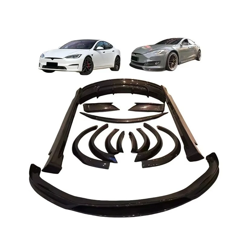 Car Accessories New RZ Style Carbon Fiber Clips Bumper Lip Diffuser Side Skirt Body Kit For Model S Upgrade