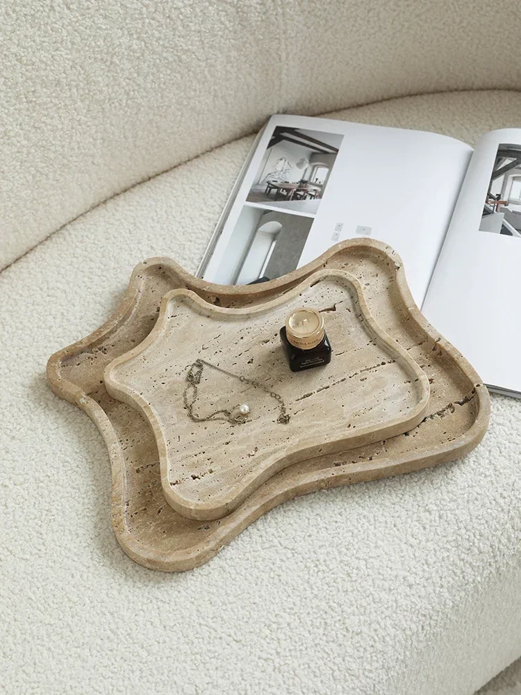 【Premium】Wabi-Sabi Style Creative Irregular Natural Tray, Decorative Fruit Plate, Premium Home Decoration, Desktop Storage Tray