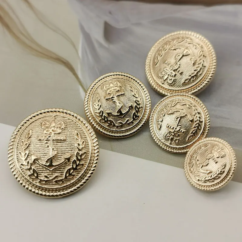 10pcs Retro Anchor Pattern Gold Metal Button for Clothing Coat Shirts Sewing Accessories Sewing Buttons DIY Craft Supplies New