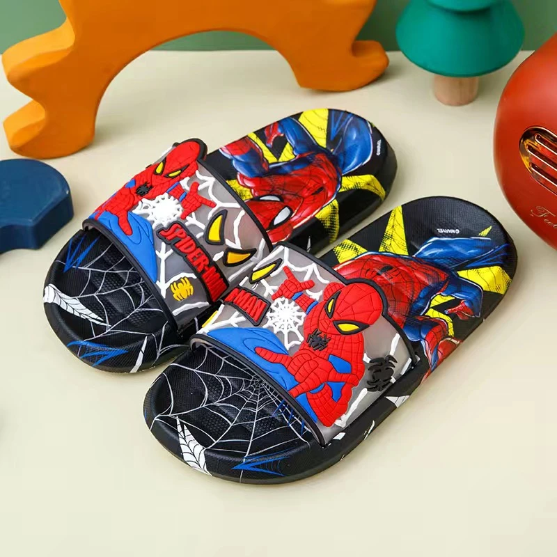 Fashion Boys Girls Slippers Kids Cartoon Spiderman Summer Shoes Children Toddler Home Beach Bath Indoor Slippers Sandals EU26-35