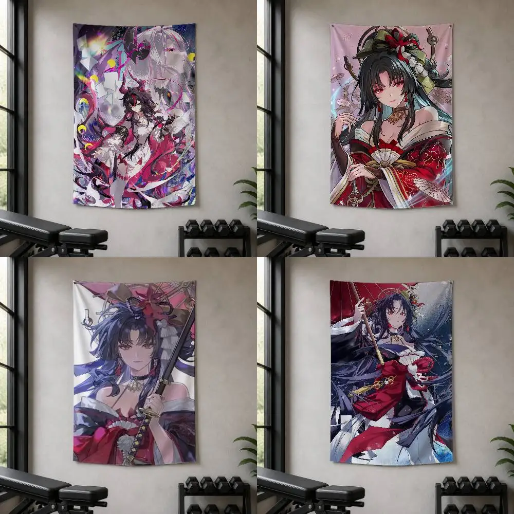 N-Neverness to Everness Hotori  Decorative Hanging Flag with Grommets for Garage Bedroom Dorm Wall Decor