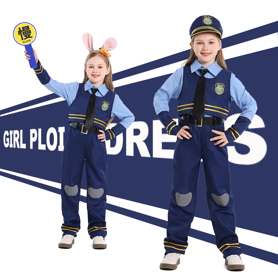 

Halloween Zootopia Judy Costume Rabbit Police Officer Cosplay Clothes Christmas Gift Halloween Cosplay Suit Give Hat Headband
