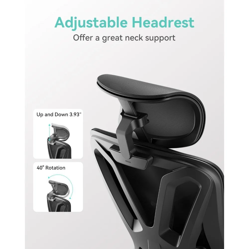 Ergonomic Office Chair, Desk Chair with Adjustable Lumbar Support and Height, Comfortable Mesh Computer Chair