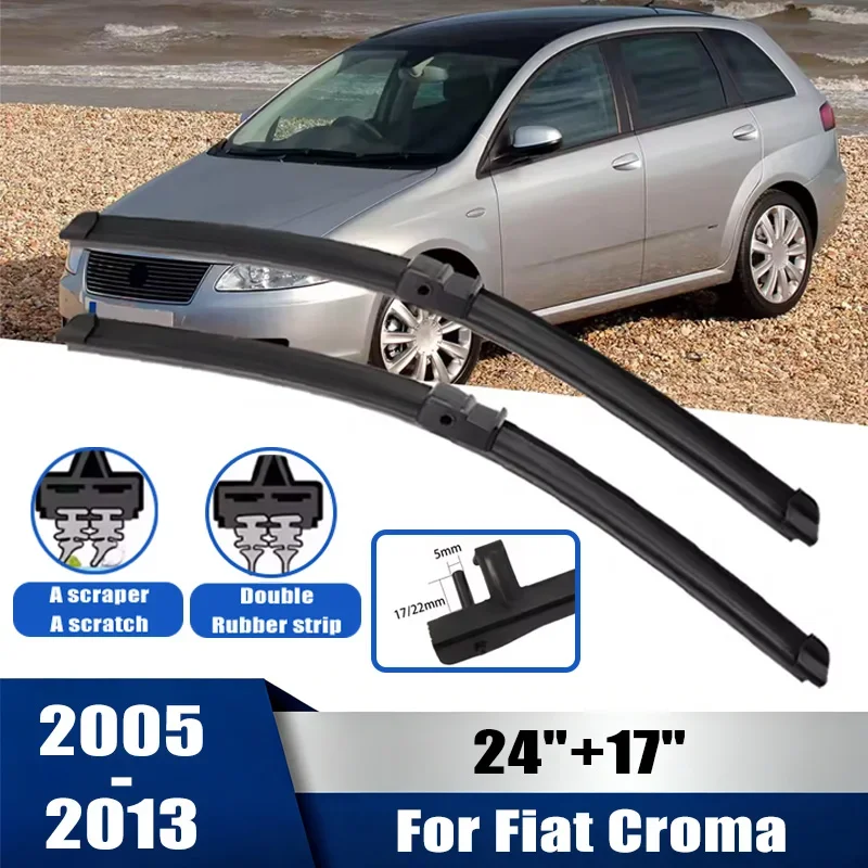 

2pcs Wiper Front Wiper Blades Set For Fiat Croma 2005-2013 2006 2007 2008 Windshield Windscreen Window 24"+17" Car Accessories