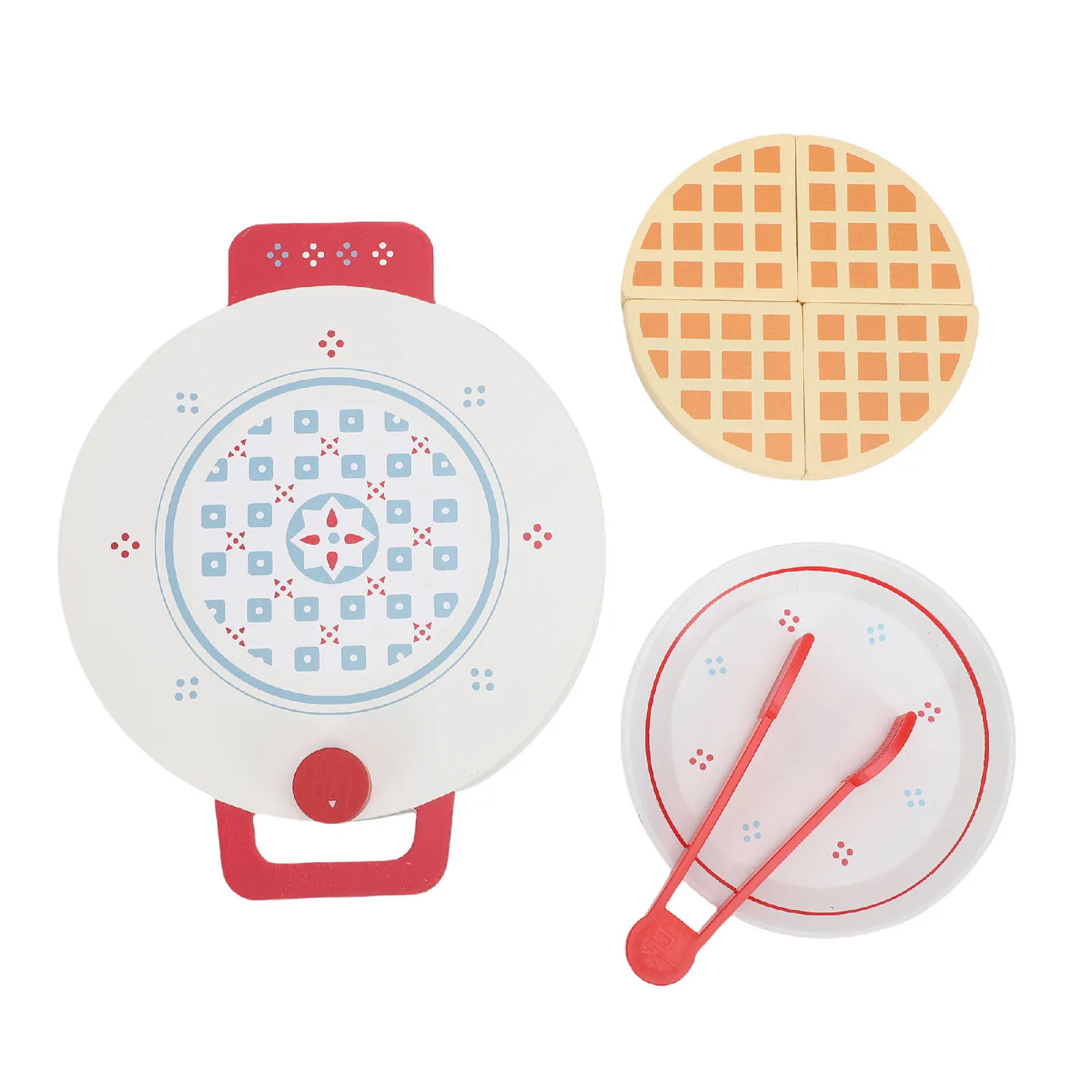 Toddler Waffle Baking Playset Waffle Maker Food Playset Wooden Safe Educational Toddler Waffle Maker Kitchen  for Home