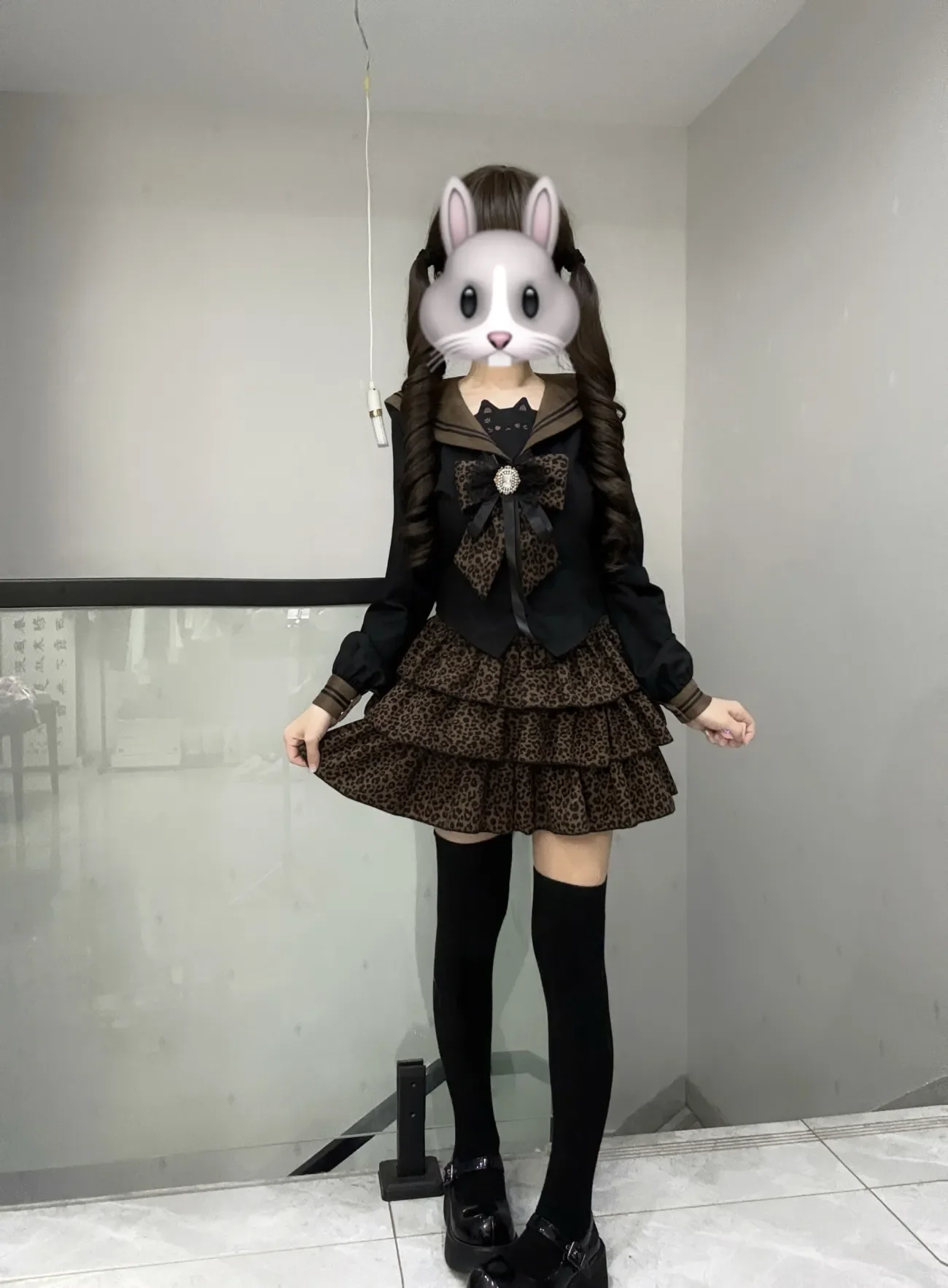 

2026 Japanese Sweet Leopard JK 2 Piece Set Women Bow Sailor Tops + Mini Cake Skirt New Retro Fashion Slim Lovely Outfits Spring