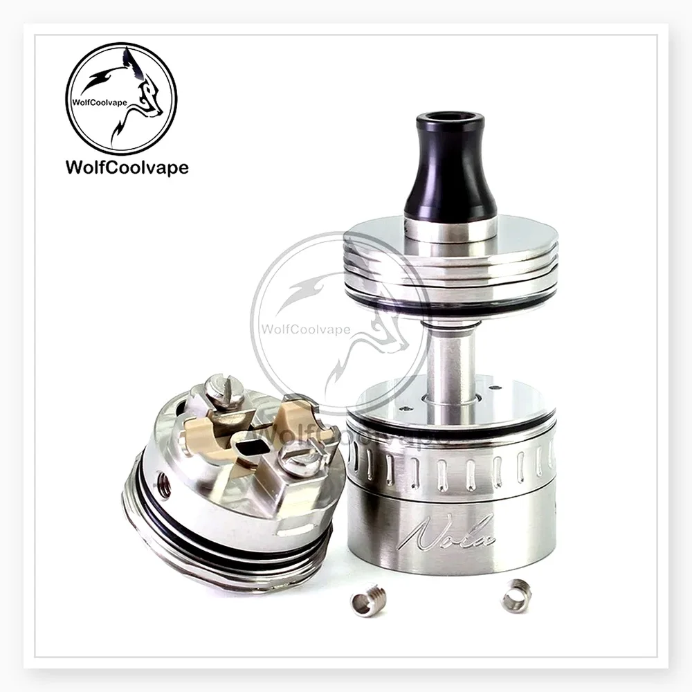 Wolfcool Vape NOLA RTA 22mm Silver Rebuildable Tank 3.2ml with Adjustable Air Pins for MTL and DL Vaping