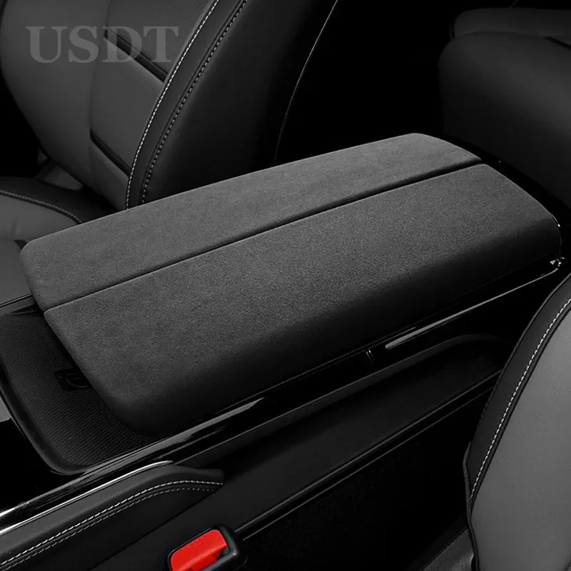 

For BYD Tang EV DMI Tan 2023 2022 2024 Made of Alcantara Suede Armrest Box Lid Sheath Shell Cover Interior Accessories