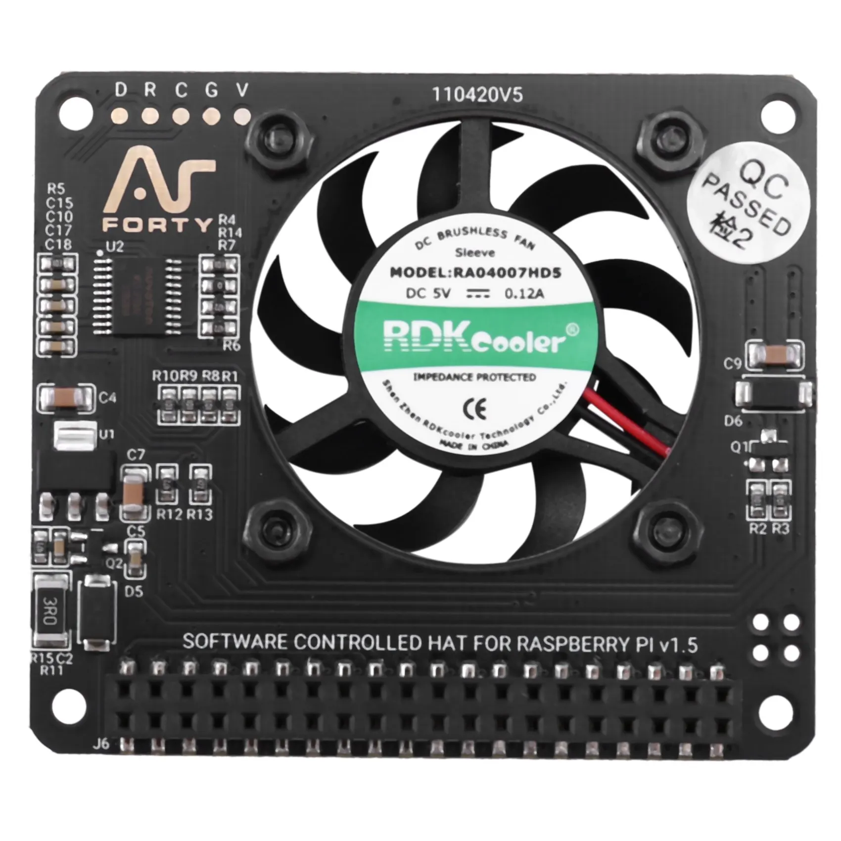 Argonventilator HOED voor Raspberry Pi 4/3 Koelventilator met software Verstelbare snelheid / 40 mm grote ventilator voor Raspberry Pi4