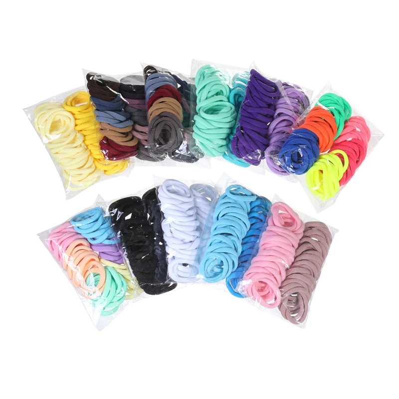 50Pcs/Set Women Girls Colorful Nylon Elastic Hair Bands Ponytail Holder Rubber Bands Scrunchie Headwear Hair Accessories