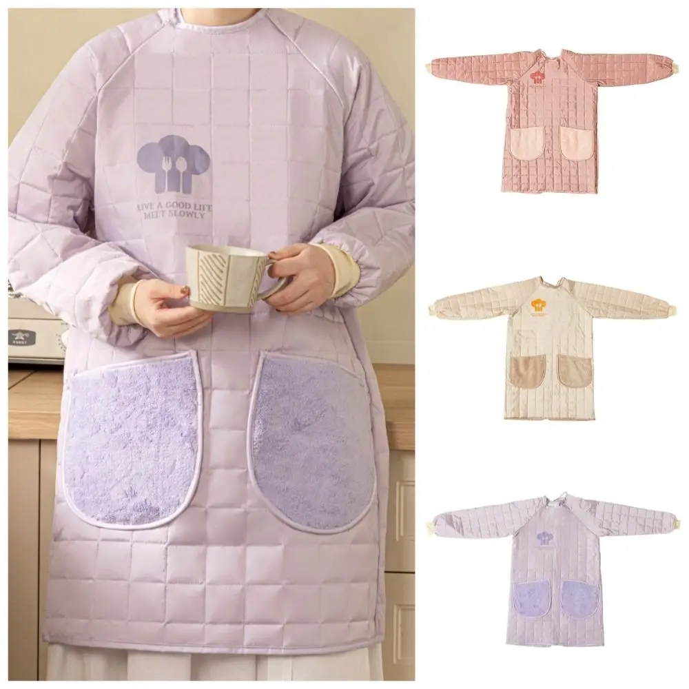 

Thickened Kitchen Cooking Apron Stain-proof Waterproof Dishwashing Cleaning Apron with Pocket Adjustable Catering Work Clothes