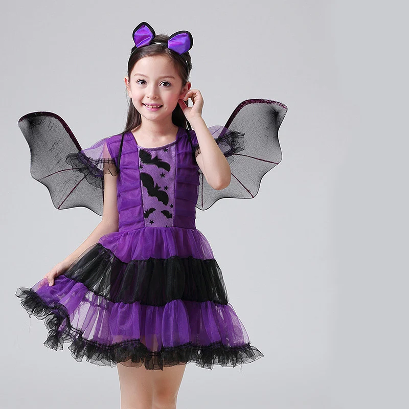 Girls Halloween Little Red Riding Hood Costume Nightmare Before Christmas Sally Bat Witch Tulle Dress Kids Cosplay Party Clothes