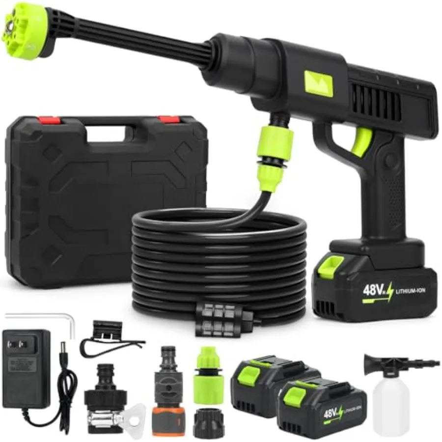 

Cordless Pressure Washer 990PSI Portable Power Washer with 6-in-1 Nozzle Foam Cannon 21V BatteryandCharger Portable Power Washe